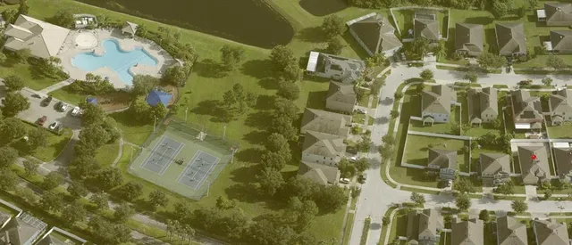 a view of water fountain in front of building