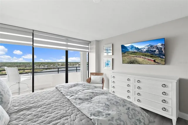 a view of a city from a balcony