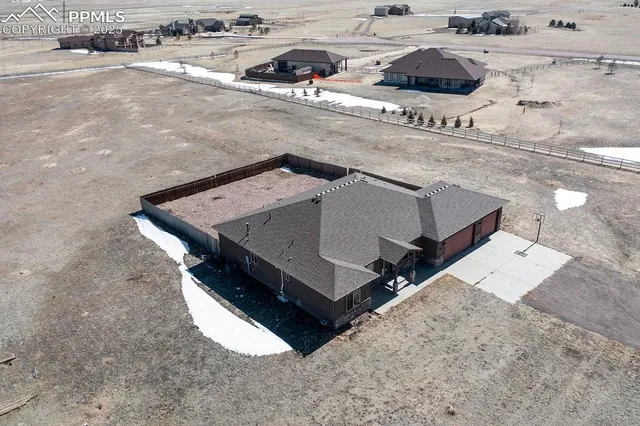 an aerial view of a house