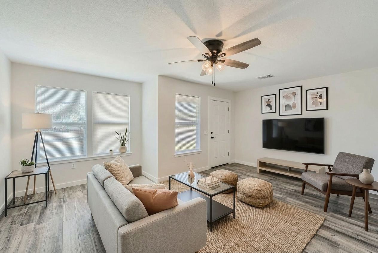 111 Fisher Street, Unit A & B Elgin, TX 78621 - Photo 5 of 13 a living room with furniture and a flat screen tv