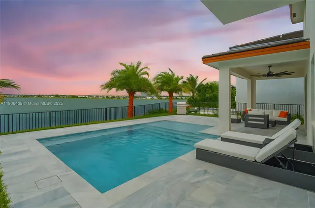 a front view of a house with patio