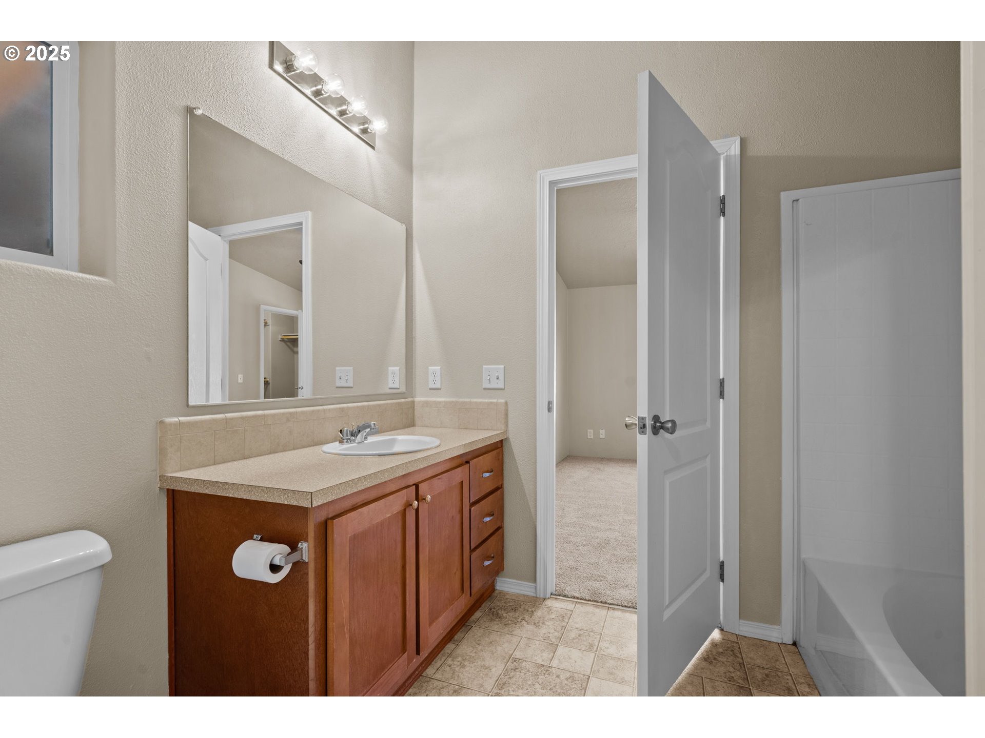 344 Southwest Ivy Street Mill City, OR 97360 - Photo 15 of 38 a bathroom with a sink a mirror and a toilet