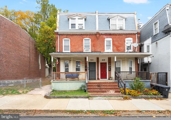 front view of a brick house
