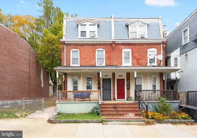 front view of a brick building