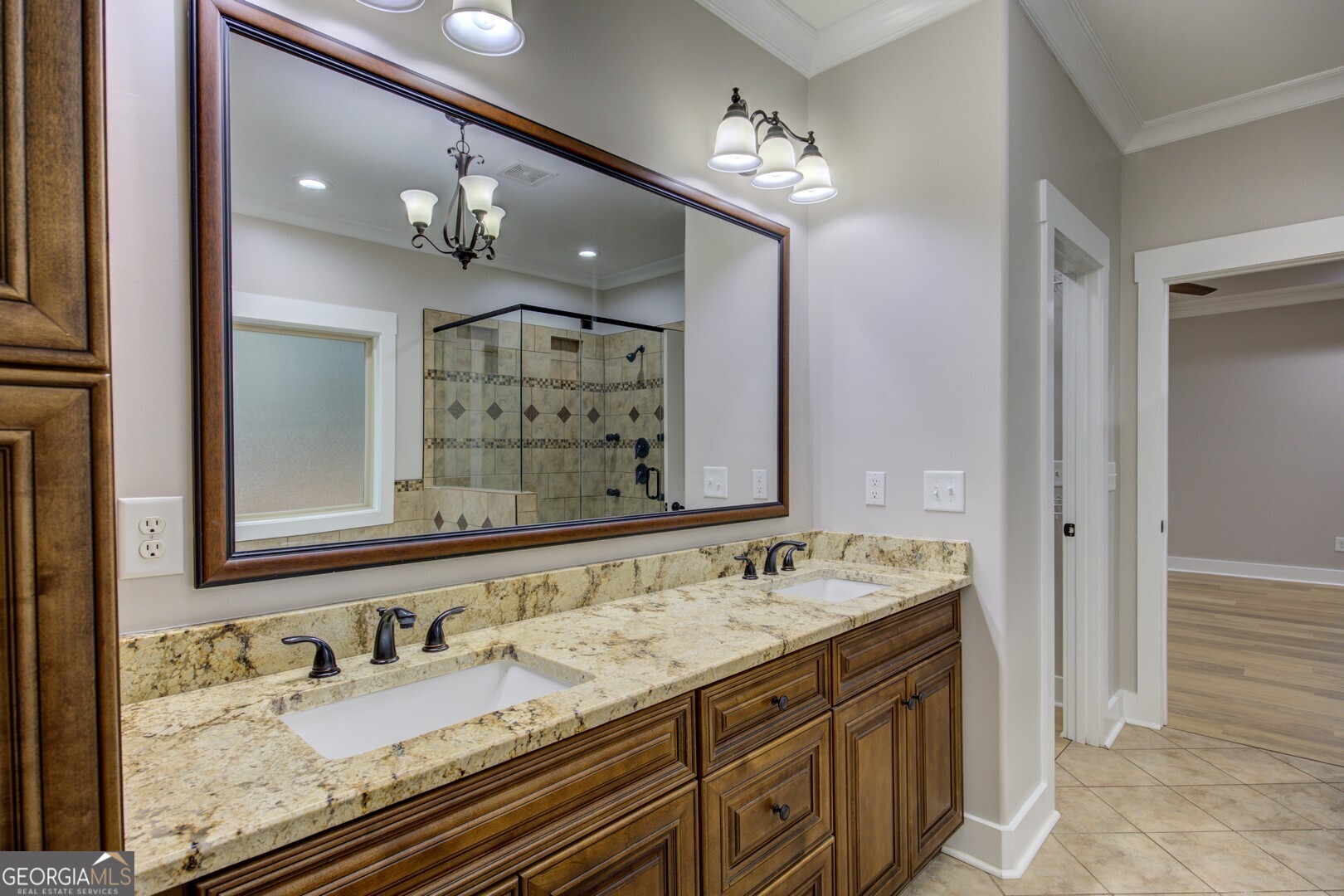 284 Sowell Road McDonough, GA 30252 - Photo 31 of 48 a bathroom with a granite countertop double vanity sink and a mirror