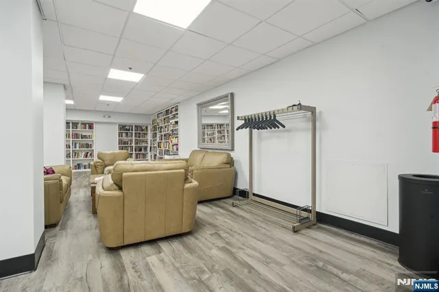 a living room with a couch and a table