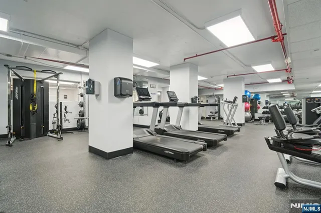 a view of a room with gym equipment