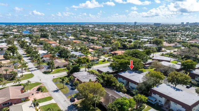 an aerial view of a house