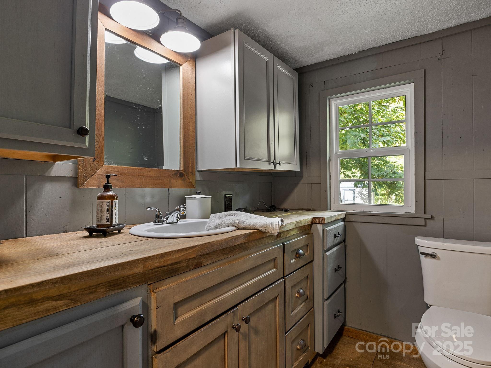 1933 John Shehan Road Mill Spring, NC 28756 - Photo 15 of 25 a bathroom with a granite countertop sink mirror vanity and a toilet