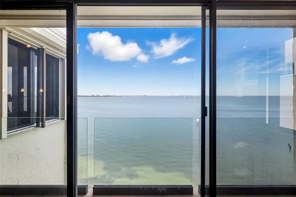 a view of a glass door