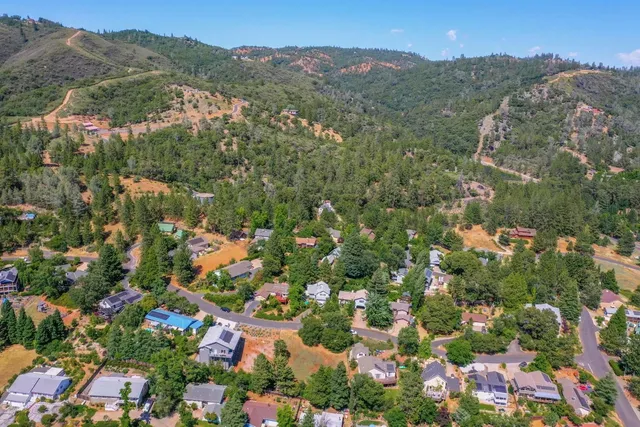 a view of a city with a mountain