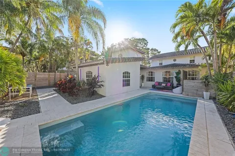 a view of a house with pool and a yard