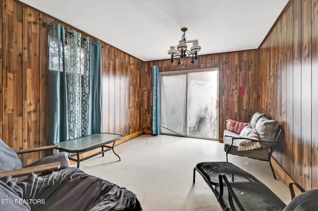 a view of a garden with an outdoor space