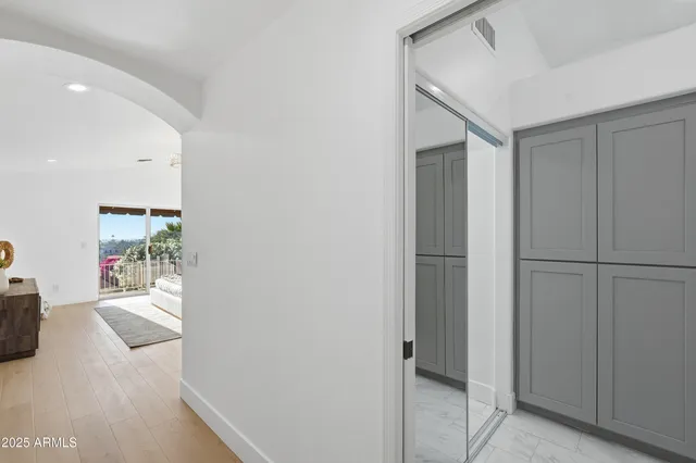 a view of a room with storage