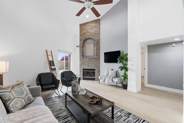 a living room with furniture