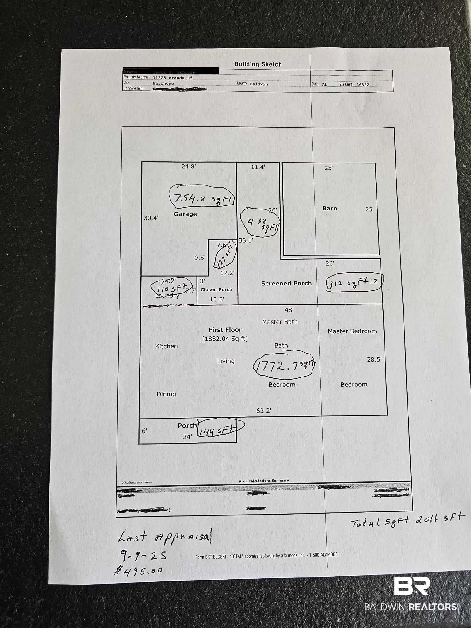 11525 Brenda Road Fairhope, AL 36532 - Photo 3 of 42 Building Sketch with sq ft