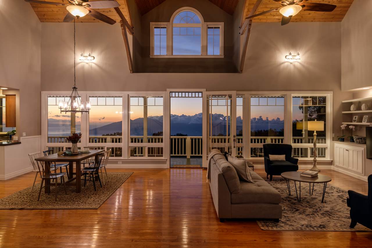 1511 Polipoli Road, Unit A & B Kula, HI 96790 - Photo 30 of 30 a living room with couches and kitchen view with wooden floor