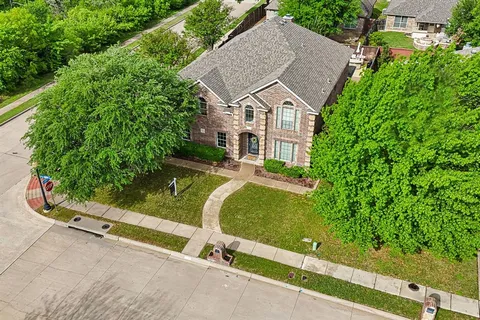 an aerial view of a house