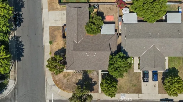 an aerial view of a house