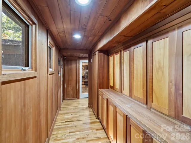 a view of entryway with wooden floor