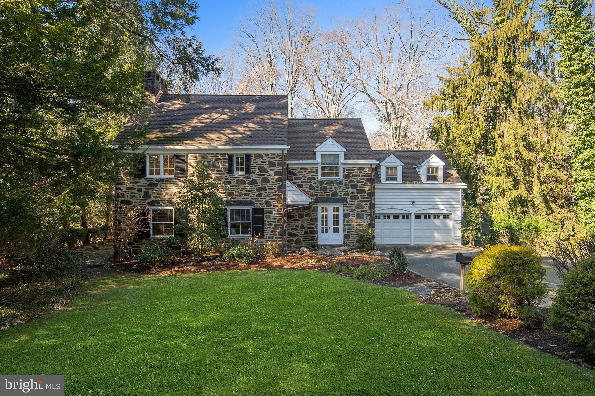 PA Stone Colonial with attached 2-Car garage