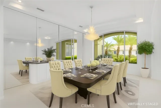 a view of a dining room and livingroom view