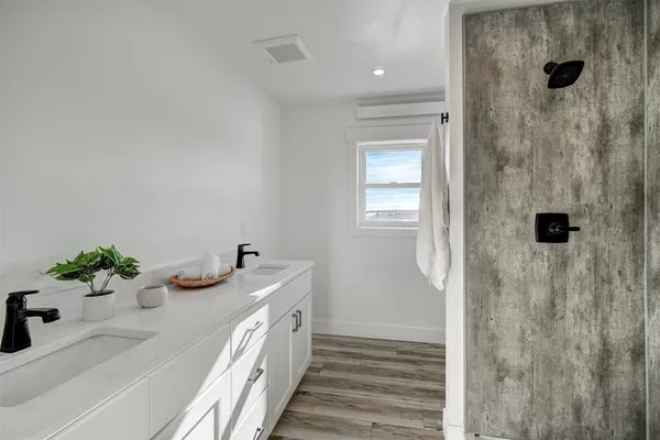 an empty room with windows