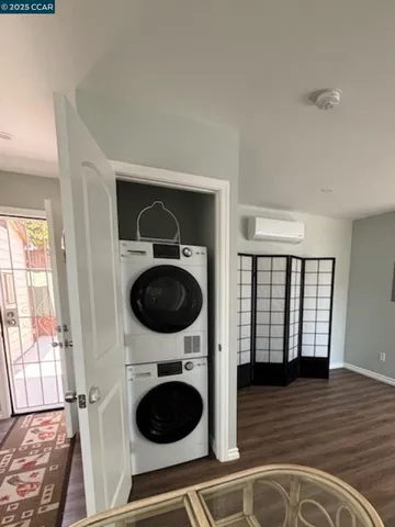 a view of entryway with wooden floor