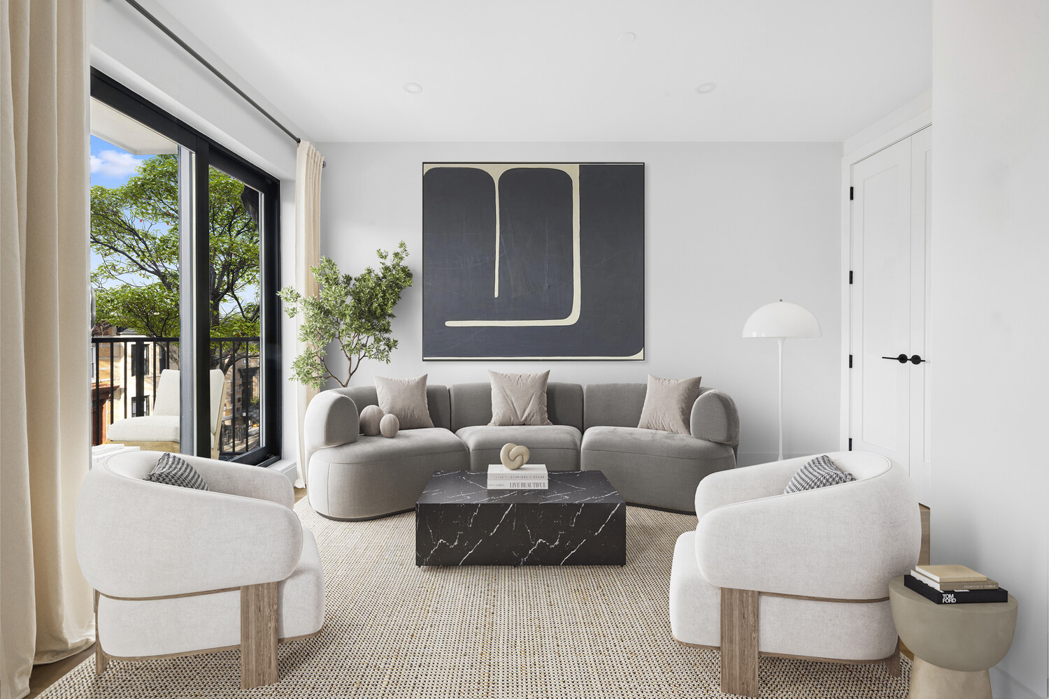 140 Moffat Street, Unit 3 Brooklyn, NY 11207 - Photo 3 of 11 a living room with furniture and a large window