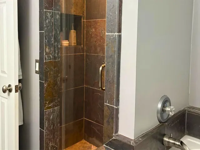 a bathroom with a shower