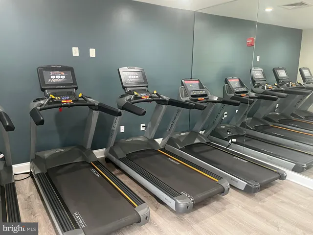 a room with gym equipment