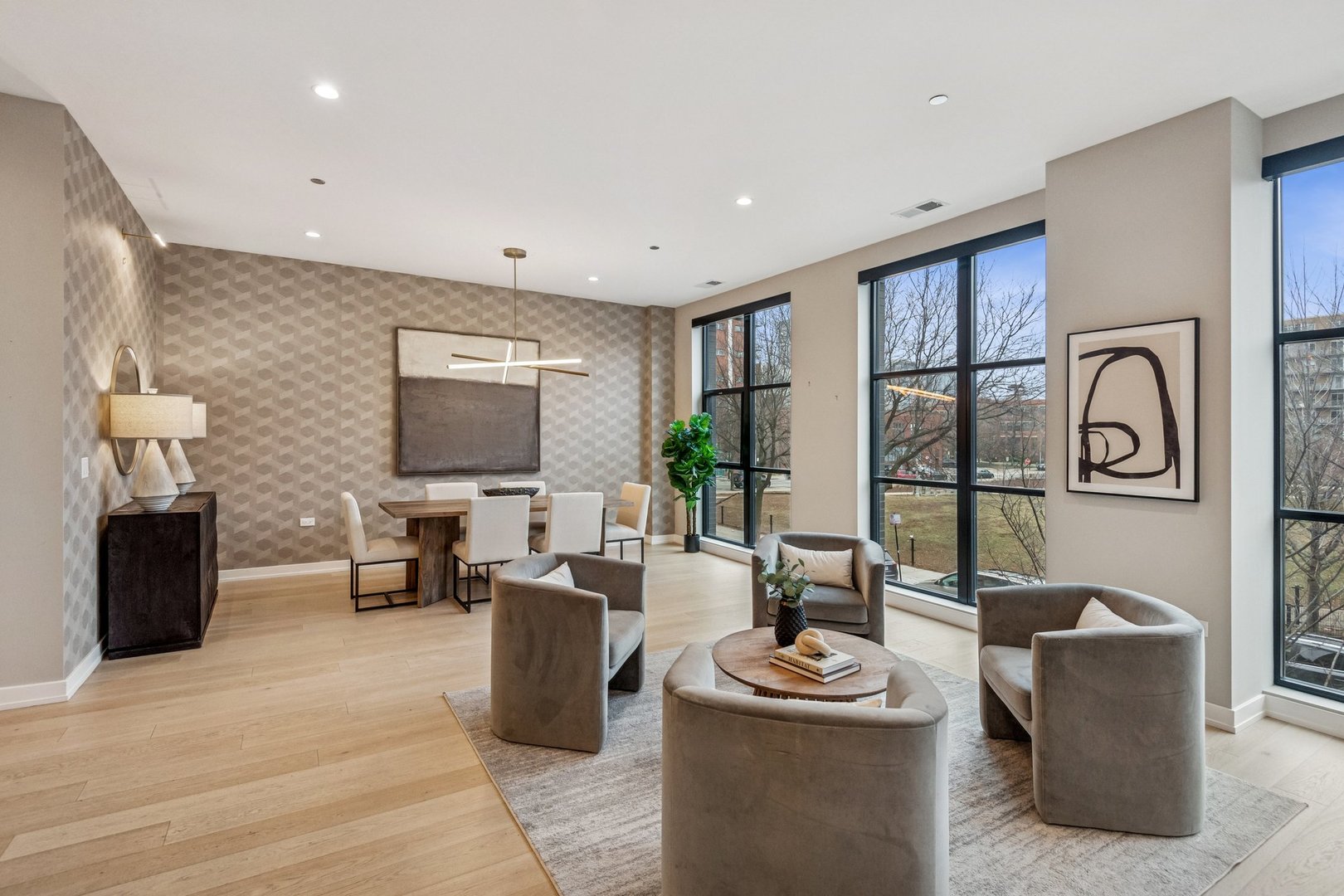 123 South Peoria Street, Unit P2 Chicago, IL 60607 - Photo 9 of 50 a living room with fireplace furniture and a flat screen tv