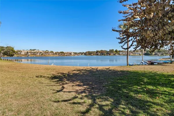 a view of lake with city