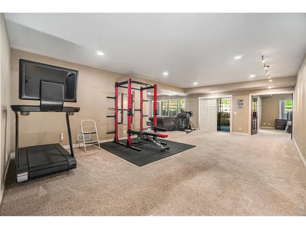 a view of a room with gym equipment