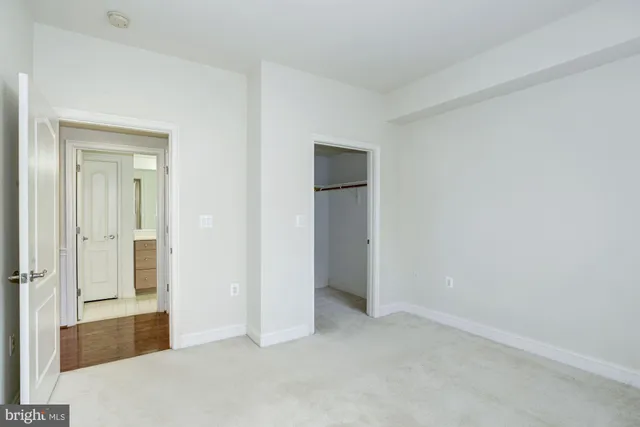 an empty room with closet