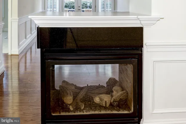 a close view of a fireplace