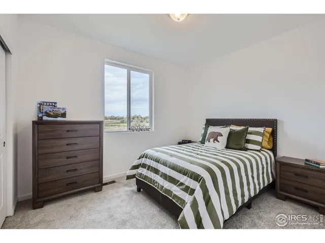 a bedroom with a bed and a dresser