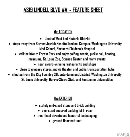 $229,000 | 4319 Lindell Boulevard, Unit A, St. Louis, MO 63108