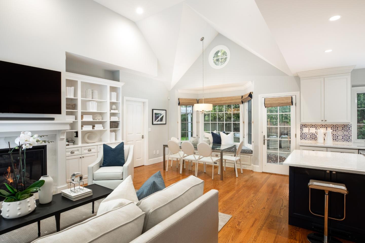 166 Seminary Drive Menlo Park, CA 94025 - Photo 12 of 41 a living room with fireplace furniture and a flat screen tv