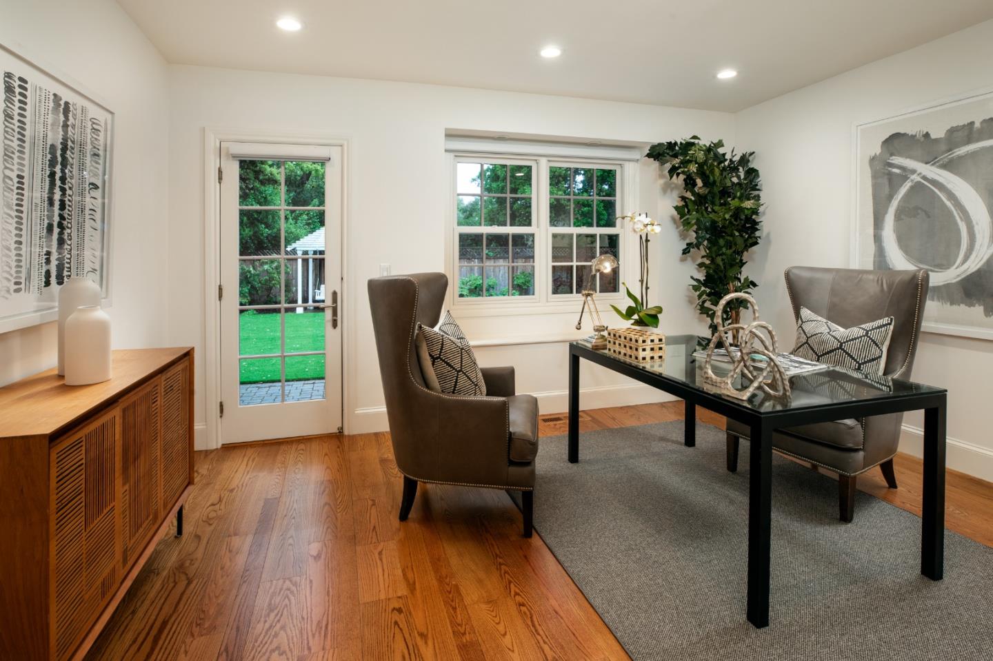166 Seminary Drive Menlo Park, CA 94025 - Photo 15 of 41 a living room with furniture and a wooden floor