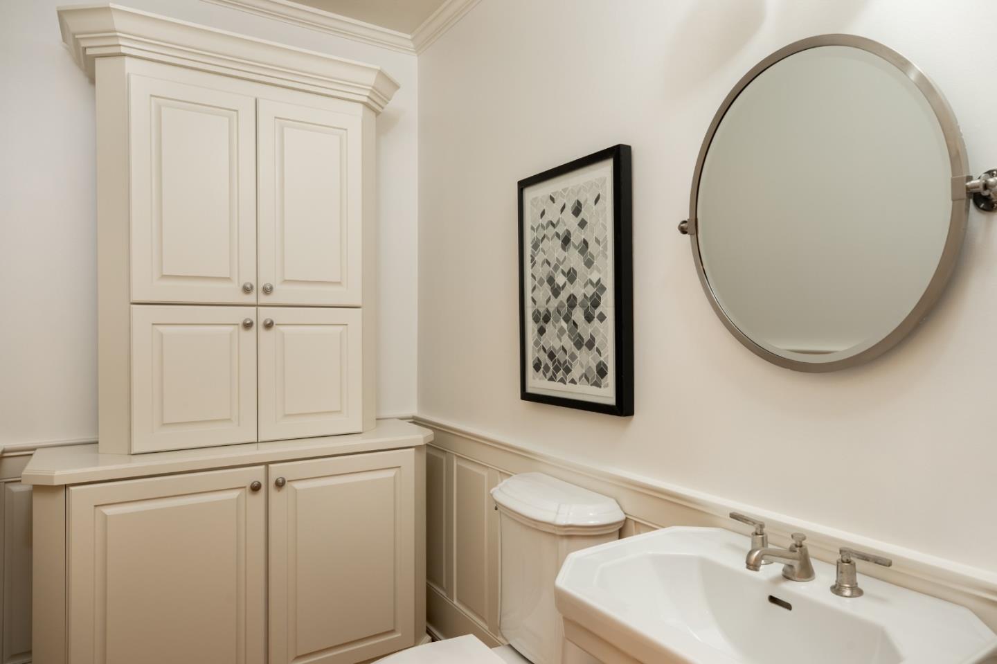 166 Seminary Drive Menlo Park, CA 94025 - Photo 16 of 41 a bathroom with a sink and a mirror