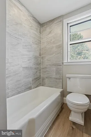 a bathroom with a toilet and a bathtub