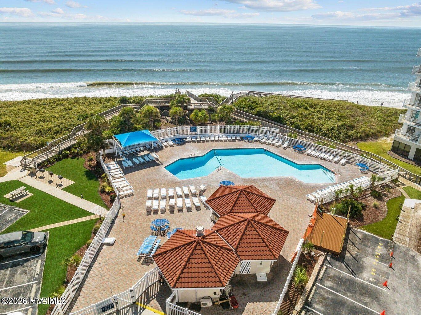 2000 New River Inlet Road, Unit 3201 North Topsail Beach, NC 28460 - Photo 34 of 65 Aerial Pool Area