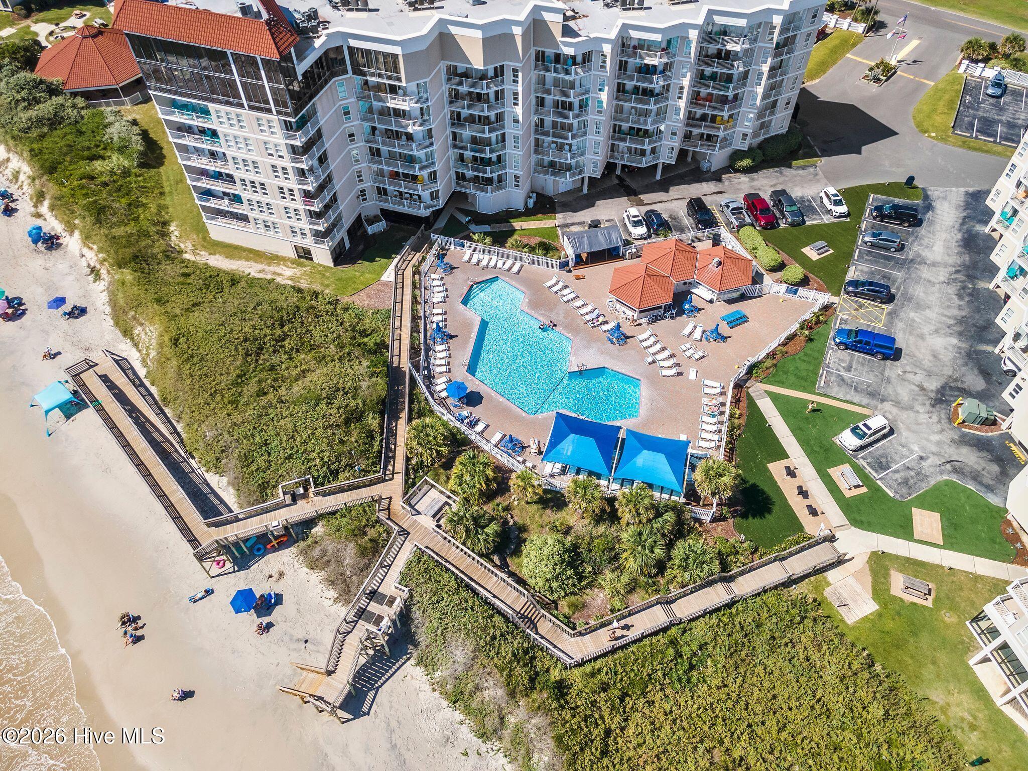 2000 New River Inlet Road, Unit 3201 North Topsail Beach, NC 28460 - Photo 63 of 65 Aerial Pool complex