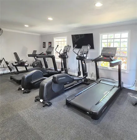 a view of a room with gym equipment
