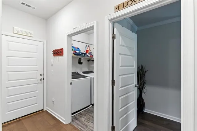 a view of a building with sitting area