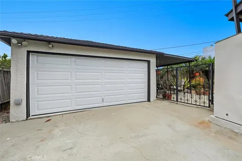 front view of a house with a patio