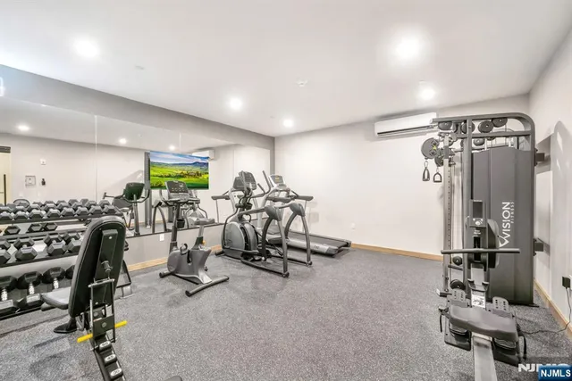 a view of a room with gym equipment