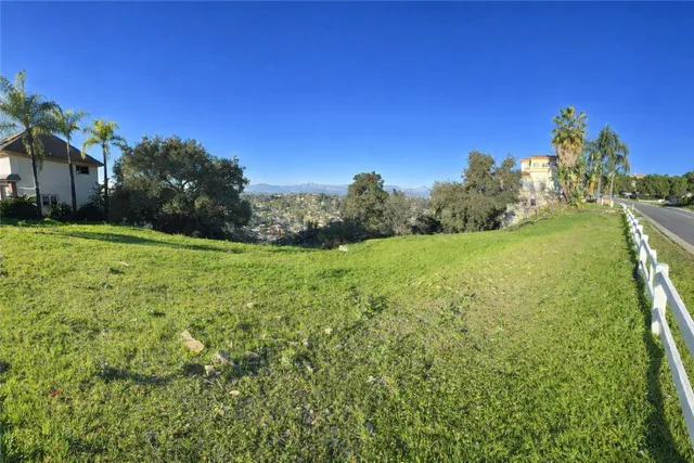 a view of a garden with a building in the background
