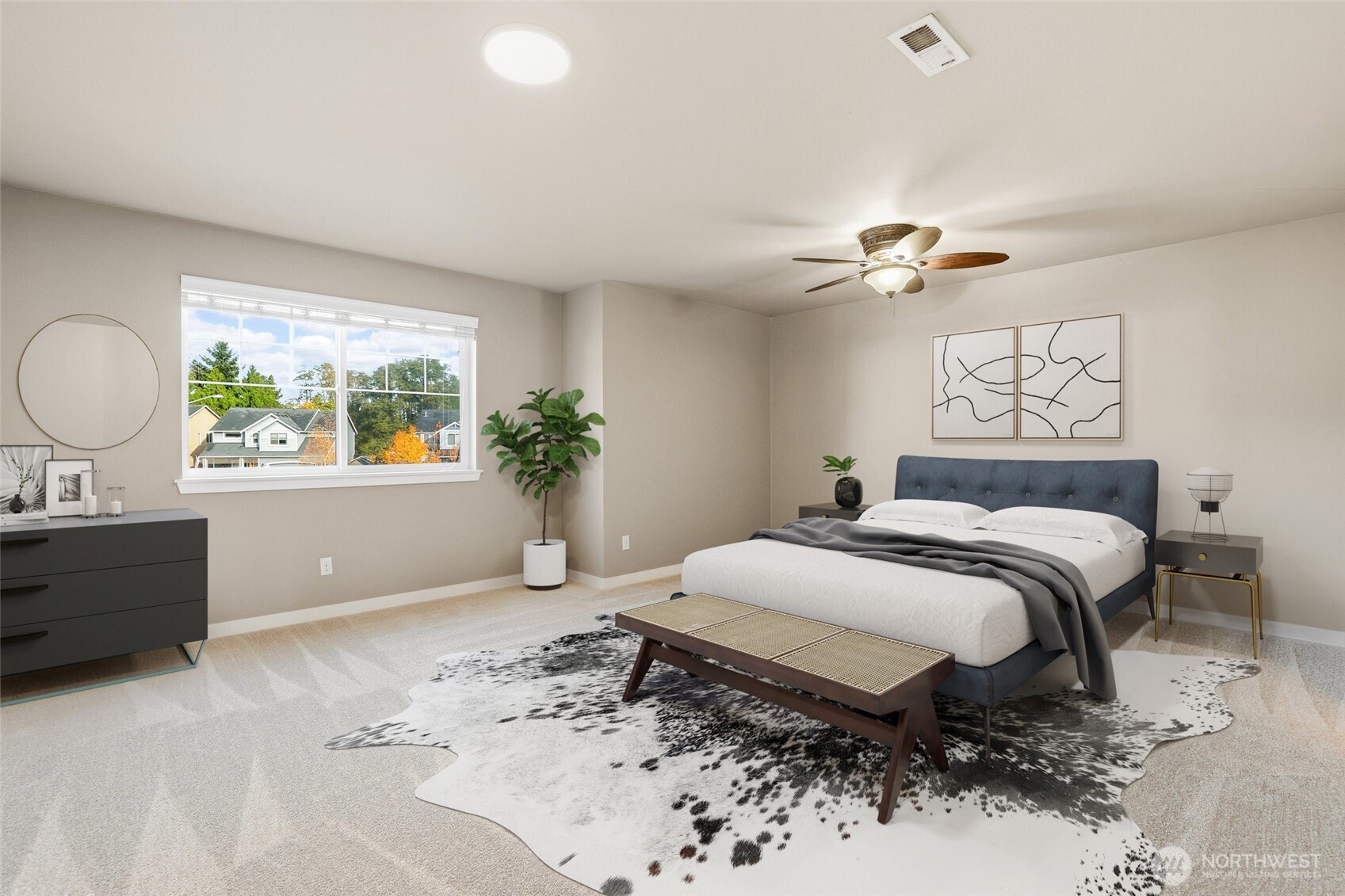 114 Ames Street Northeast Orting, WA 98360 - Photo 15 of 38 a spacious bedroom with a bed window and dresser